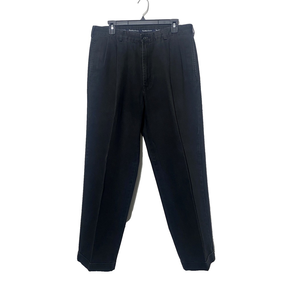Vtg Polo Ralph Lauren Men's Hammond Pant 34x29 Black Double Pleated Chino Cuffed